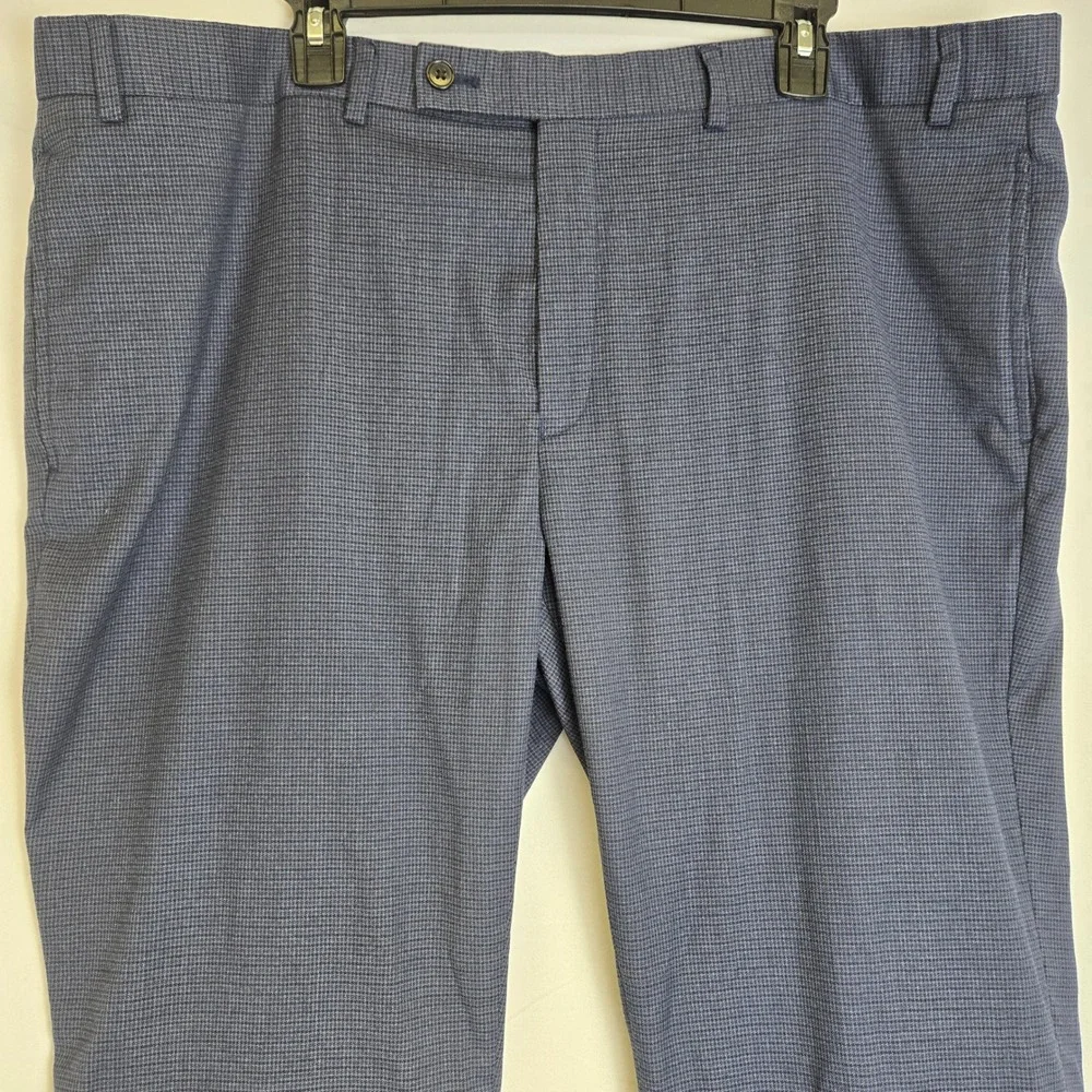 Lauren‎ Ralph Lauren Micro Check Plaid Pleated Chino Pants Blue Black P42W x 30L